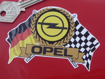 Opel Flag & Scroll Sticker. 4".