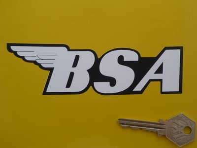 BSA Shaped Black & White Text Stickers. 6" Pair.