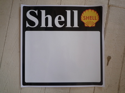Shell Race Car Door Panel Earlier Style Stickers. 19.5" Pair.