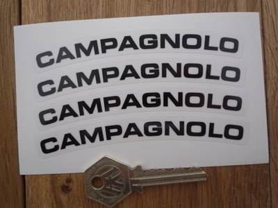 Campagnolo Short Text Wheel Stickers Set of 4 - Black & Clear - 4.5"