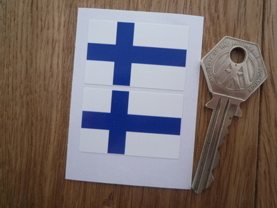 Finnish Flag Oblong Stickers. 40mm Pair.