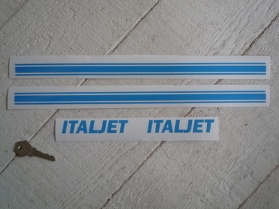 Italjet Cut Vinyl 4" Text & 15" Stripes Stickers. Set of 4.
