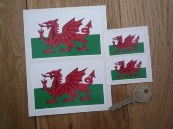 Welsh Dragon Flag Stickers. Set of 4,