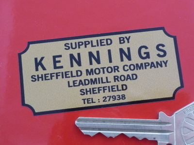Kennings Sheffield Motor Company Dealers Sticker. 2.5