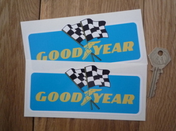 Goodyear Flags Blue Oblong Stickers. 5.5" Pair.