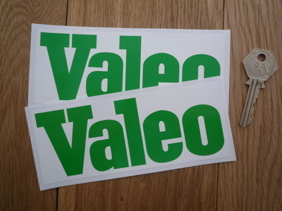 Valeo Close Cut Green on White Oblong Stickers. 6" Pair.