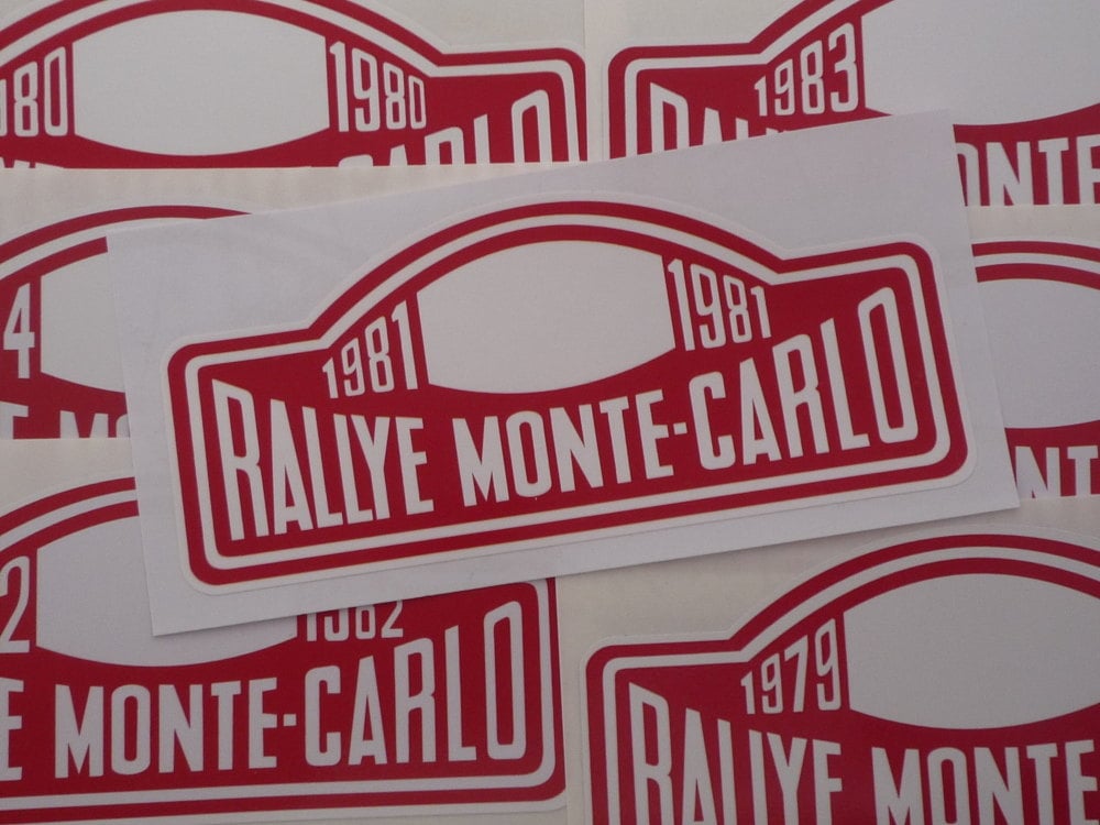 Monte-Carlo Rallye Rally Plate Stickers. 1975 - 1994. 6