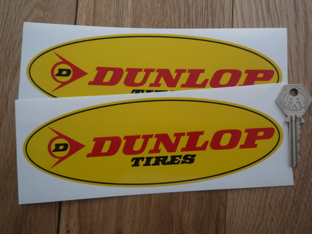 Dunlop Tires Yellow Oval Stickers. 8