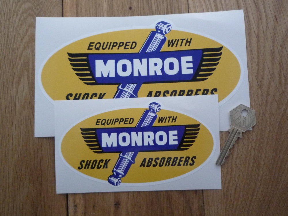 Monroe Equipped With Shock Absorbers Sticker. 6" or 8".