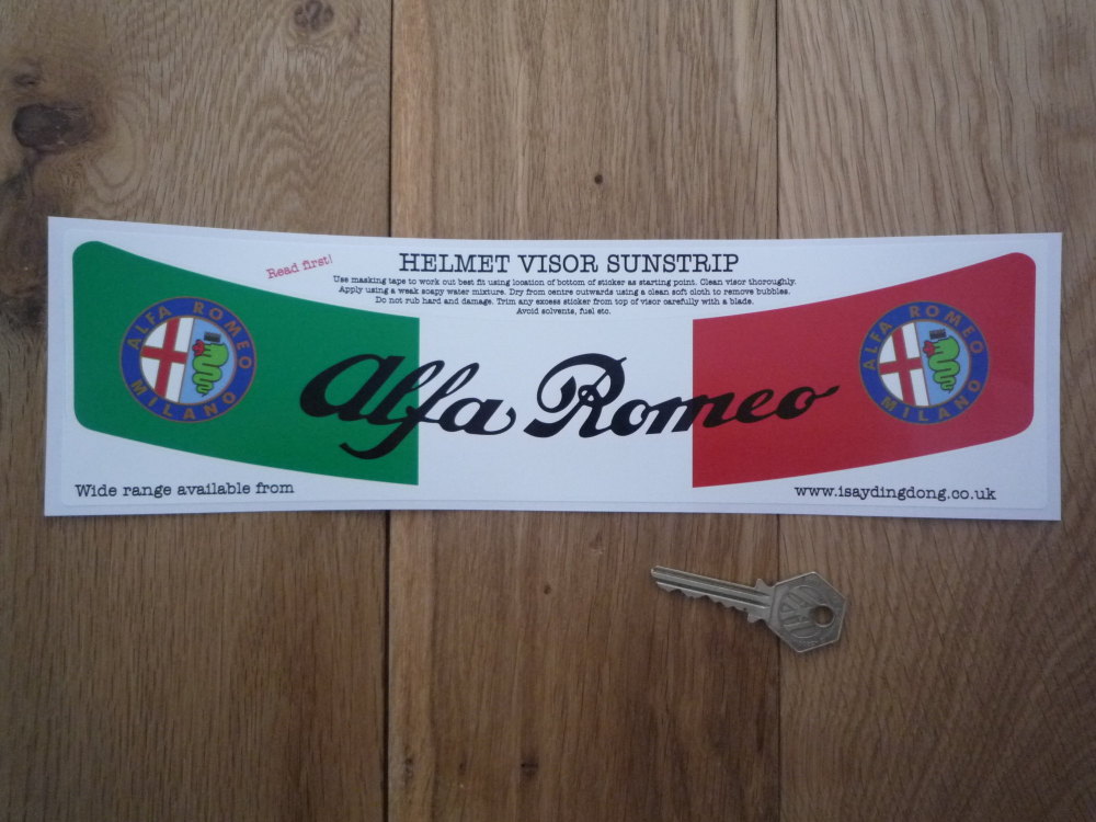 Alfa Romeo Tricolore Style Helmet Visor Sunstrip Sticker. 12".