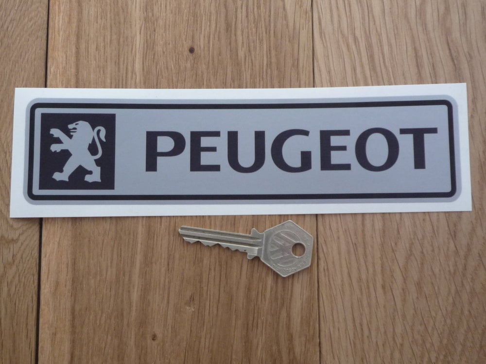 Peugeot Black & Silver Oblong Sticker. 8".