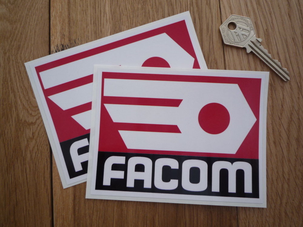 Facom Black, Red & White Square Stickers. 4.5