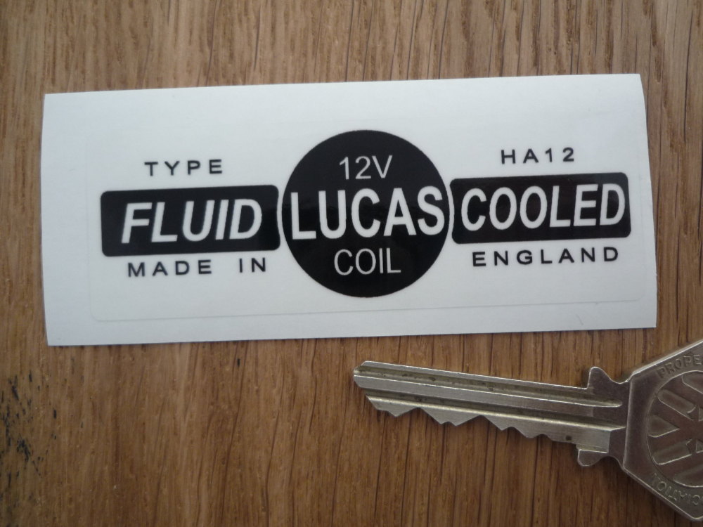 Lucas Coil Sticker. Fluid Cooled Clear. HA12 12V. D.