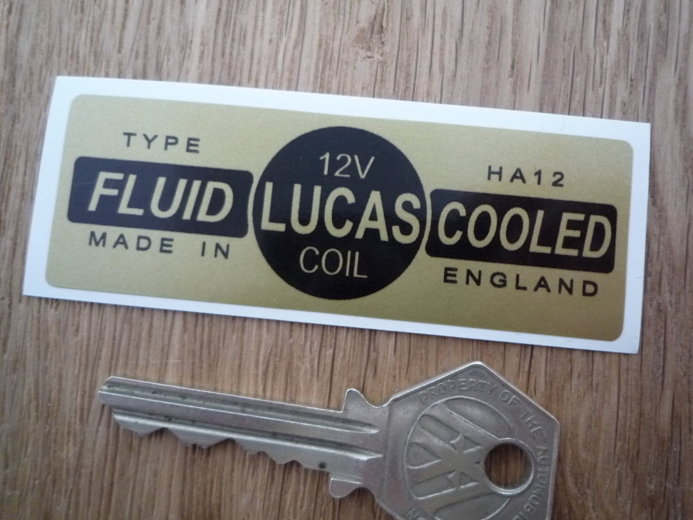 Lucas Coil Sticker. Fluid Cooled Gold. HA12 12V. O.