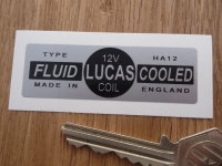 Lucas Coil Sticker. Fluid Cooled Silver. HA12 12V. P.