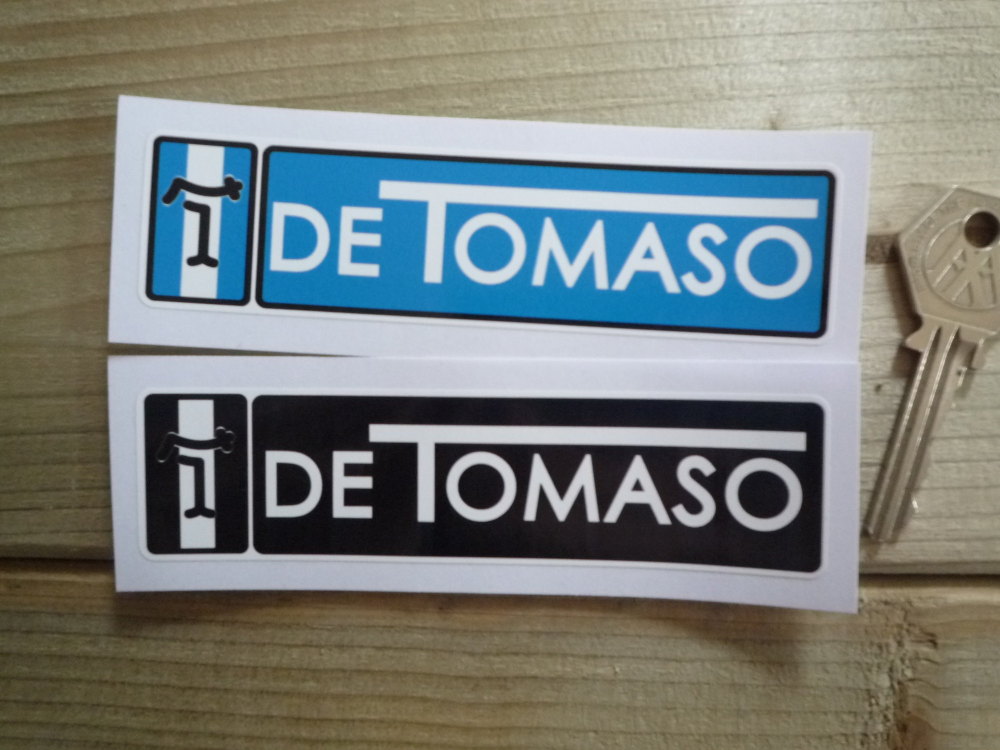 De Tomaso Oblong Stickers. 4.75" Pair.