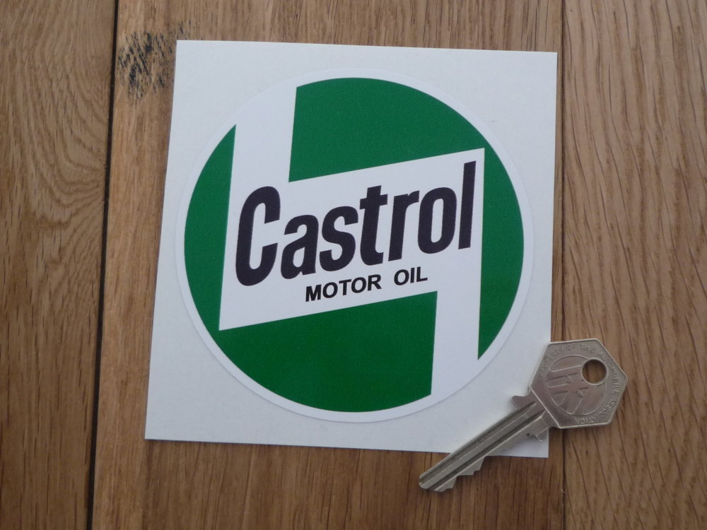 Castrol Motor Oil. Green & White with Black Text Sticker. 4