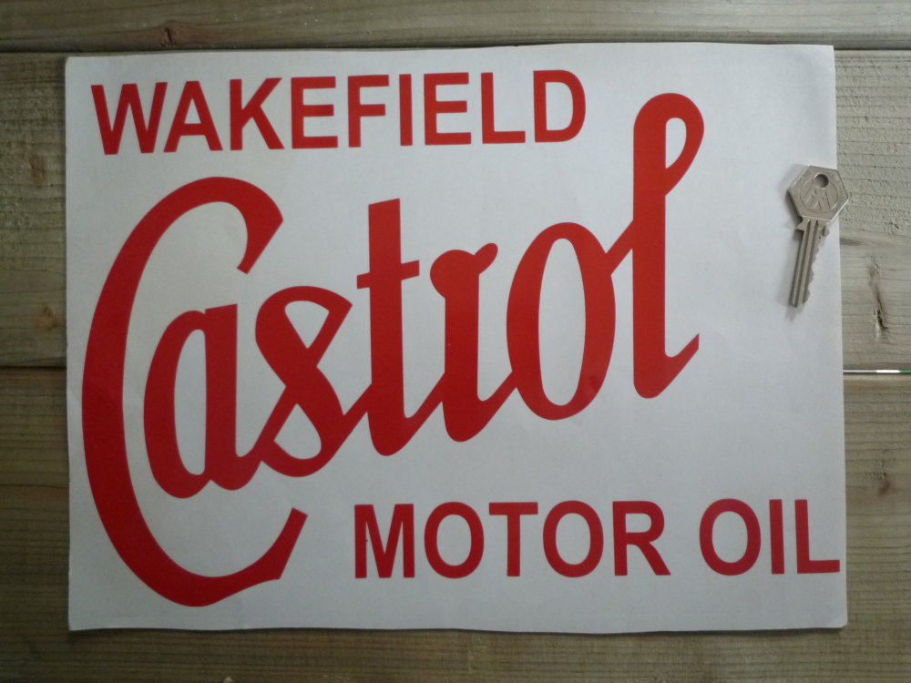 Castrol Wakefield Motor Oil Cut Vinyl Text Sticker. 13".