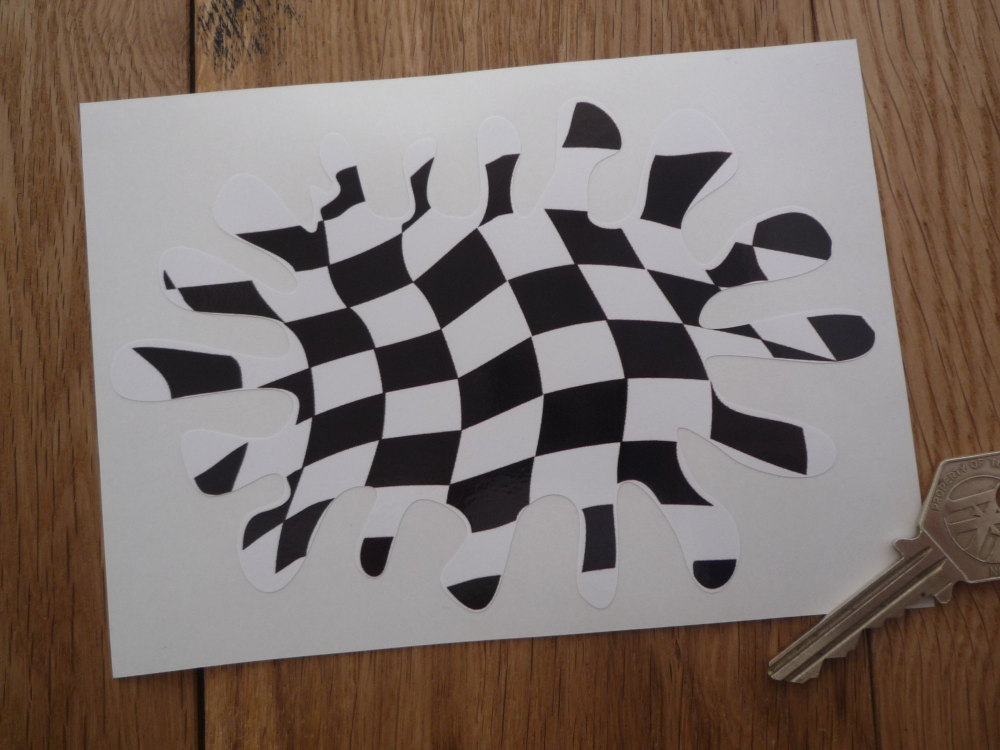 Chequered Splat Shaped Sticker. 6