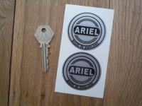 Ariel Made in England Black & Silver Circular Stickers. 2" Pair.