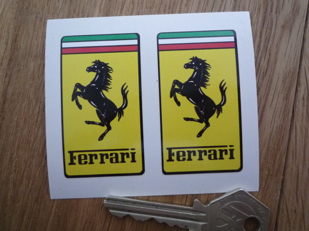 Ferrari Oblong Badge Style Stickers - 1.5" or 2.25" Pair