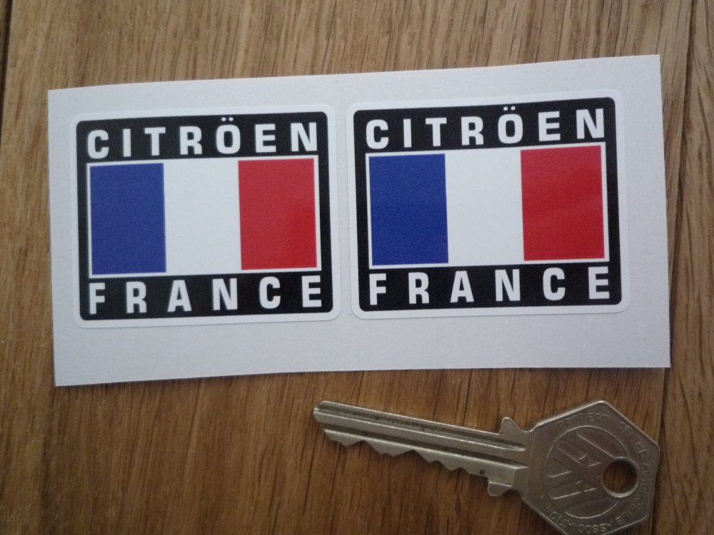 Citroen France Tricolore Style Stickers. 2" Pair.