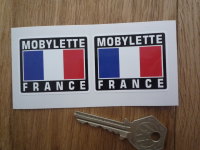 Mobylette France Tricolore Style Stickers. 2" Pair.