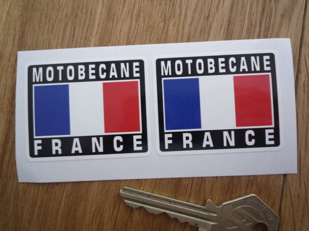 Motobecane France Tricolore Style Stickers. 2" Pair.