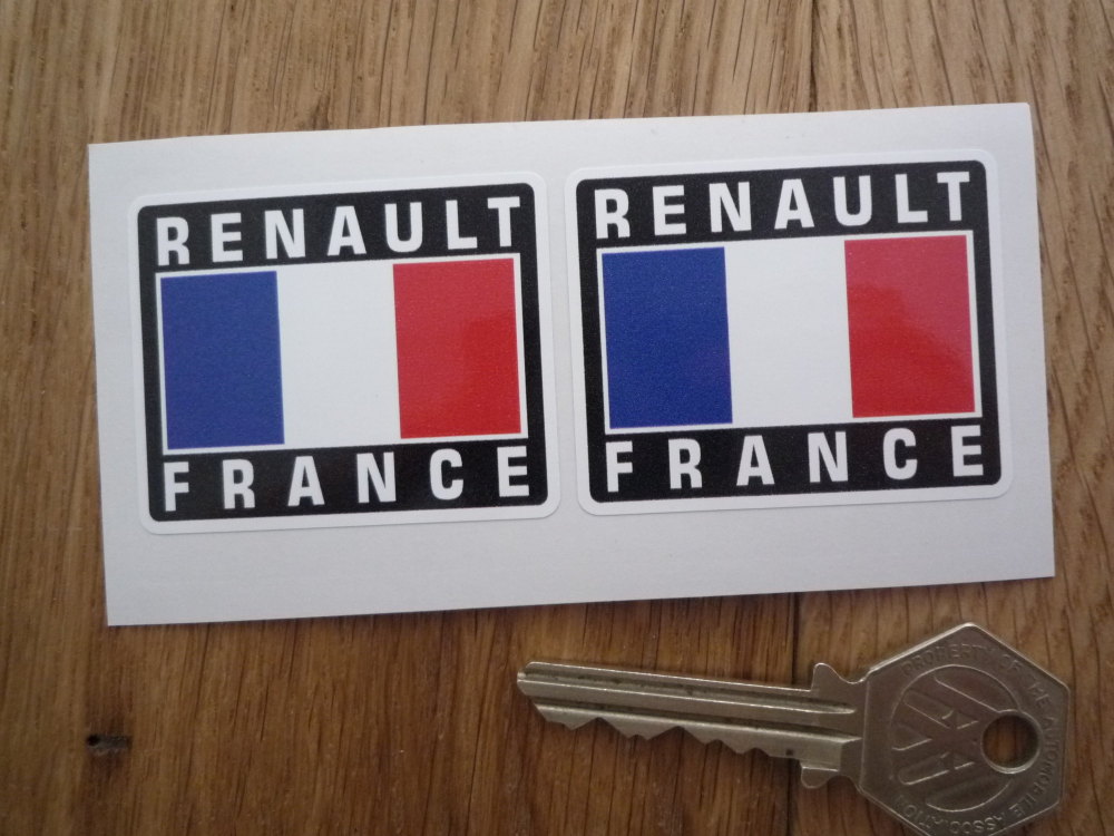 Renault France Tricolore Style Stickers. 2" Pair.