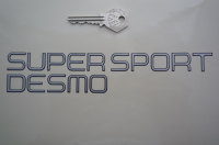 Ducati Super Sport Desmo Black & Silver Cut Text Stickers. 8