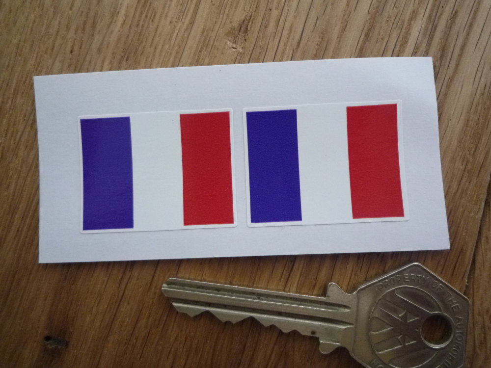 French Flag Oblong France Stickers. 33mm Pair.