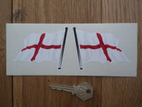St Georges England Wavy Flags on Poles Stickers. 3" Pair.