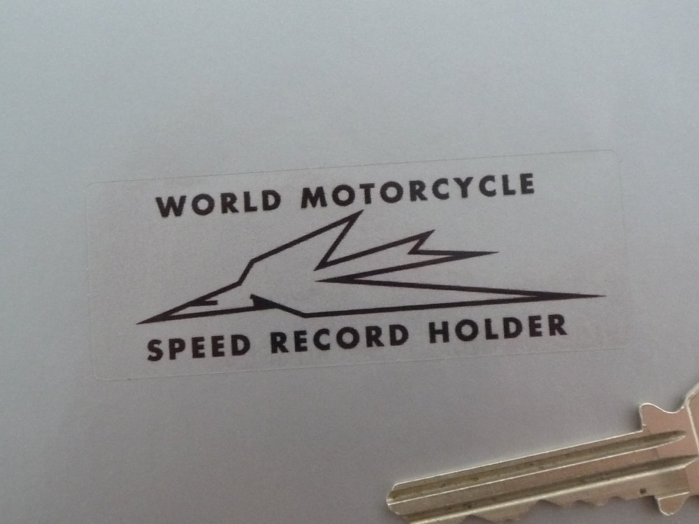 Triumph Speed Record Holder Black & Clear Stickers. 2.75" Pair.
