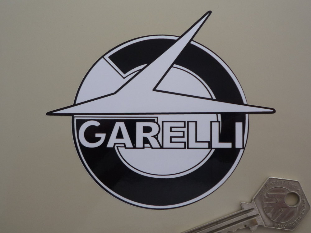 Garelli Shaped Black & White Stickers - 2.5" or 3.5" Pair