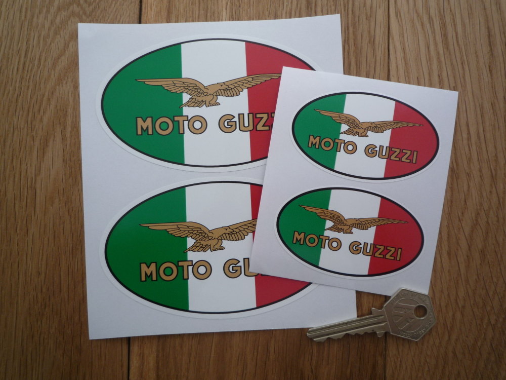 Moto Guzzi Eagle Tricolore Oval Stickers. 4.5