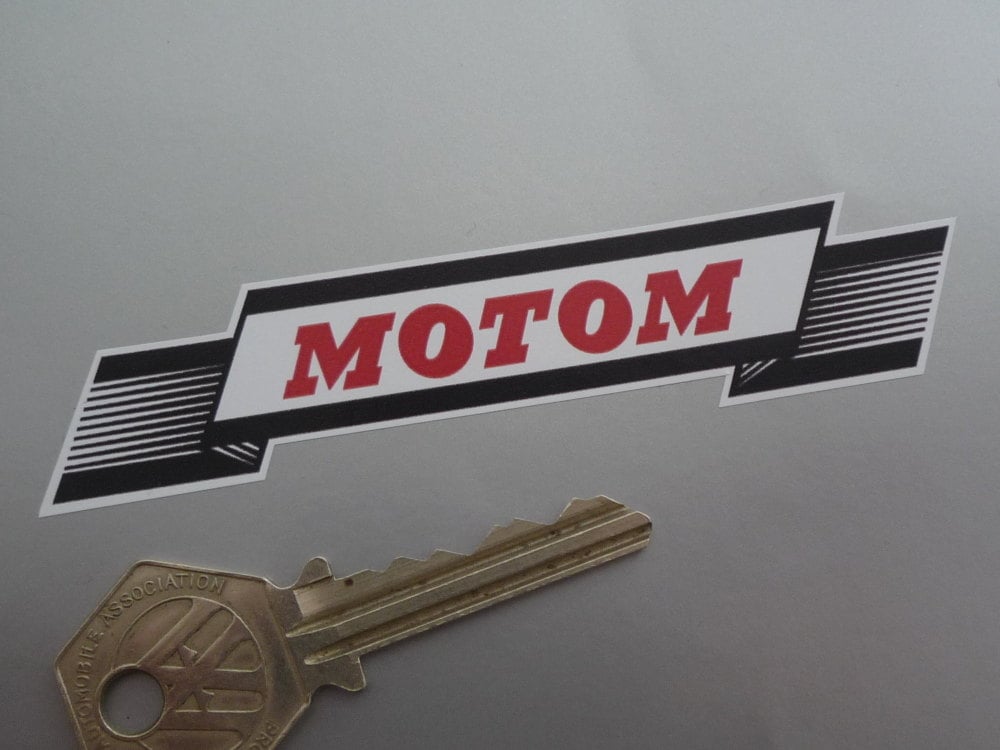 Motom Banner Scroll Style Stickers. 4" Pair.