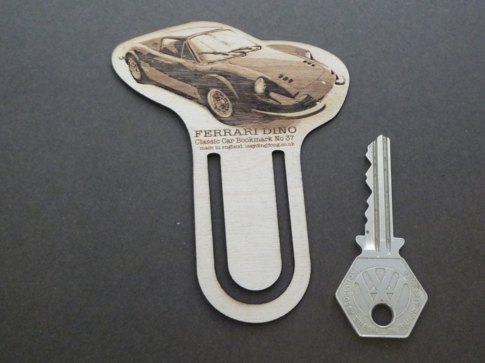 Ferrari Dino Wooden Laser Cut & Etched Bookmark. No.37.