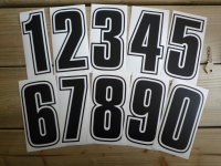 A Racing Numbers Sticker. Outline Style. Various Sizes.
