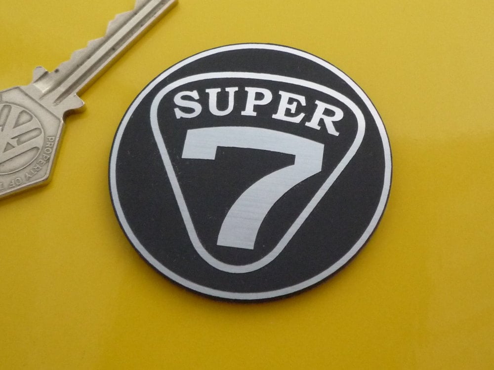 Lotus Caterham Westfield Super 7 Round Self Adhesive Car Badge. 24mm, 40mm or 56mm.