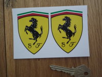 Scuderia Ferrari Dancing Horse Shield Stickers. 1", 2", 2.5", 4", 5" or 6" Pair.