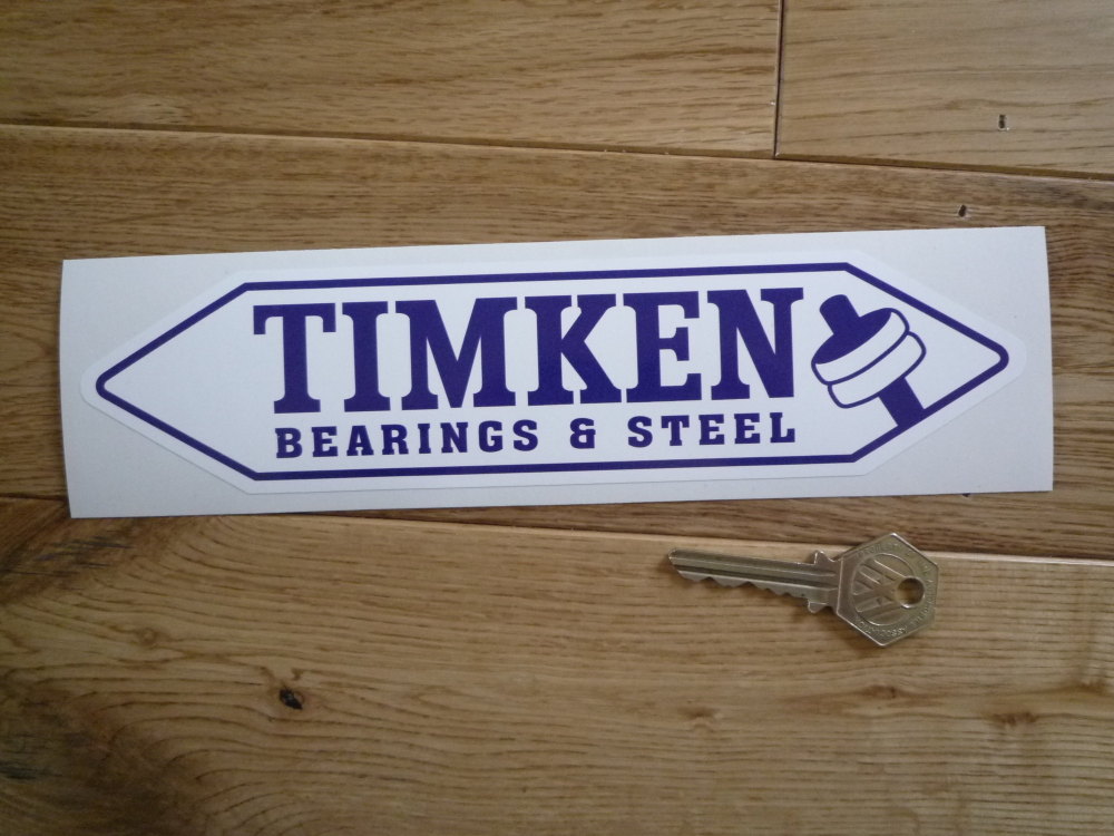 Timken Bearings & Steel. Blue & White, Shaped Sticker. 8.75