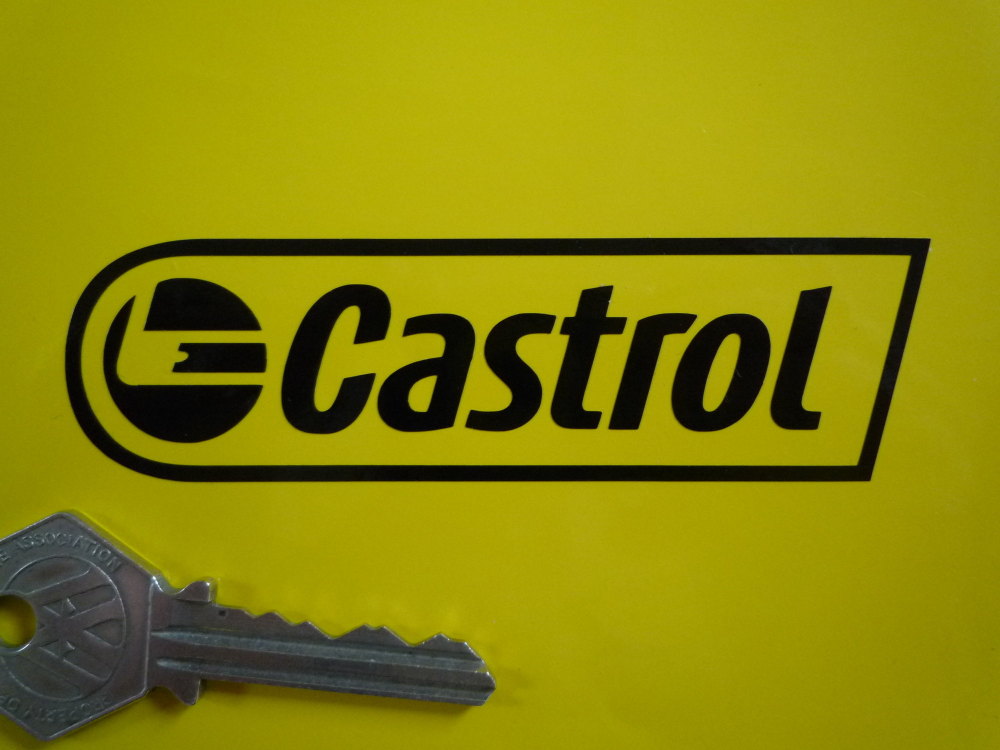 Castrol Later Style Cut Vinyl Stickers. 4" or 8" Pair.
