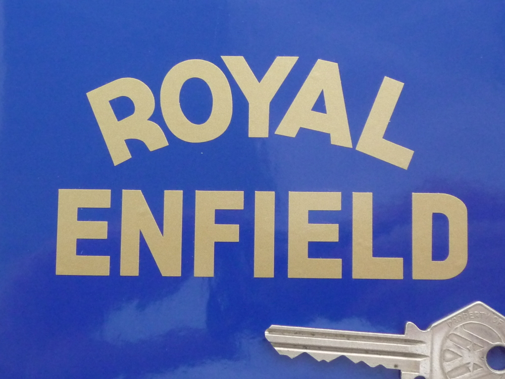 Royal Enfield Curved Text Sticker. 102 x 57mm.