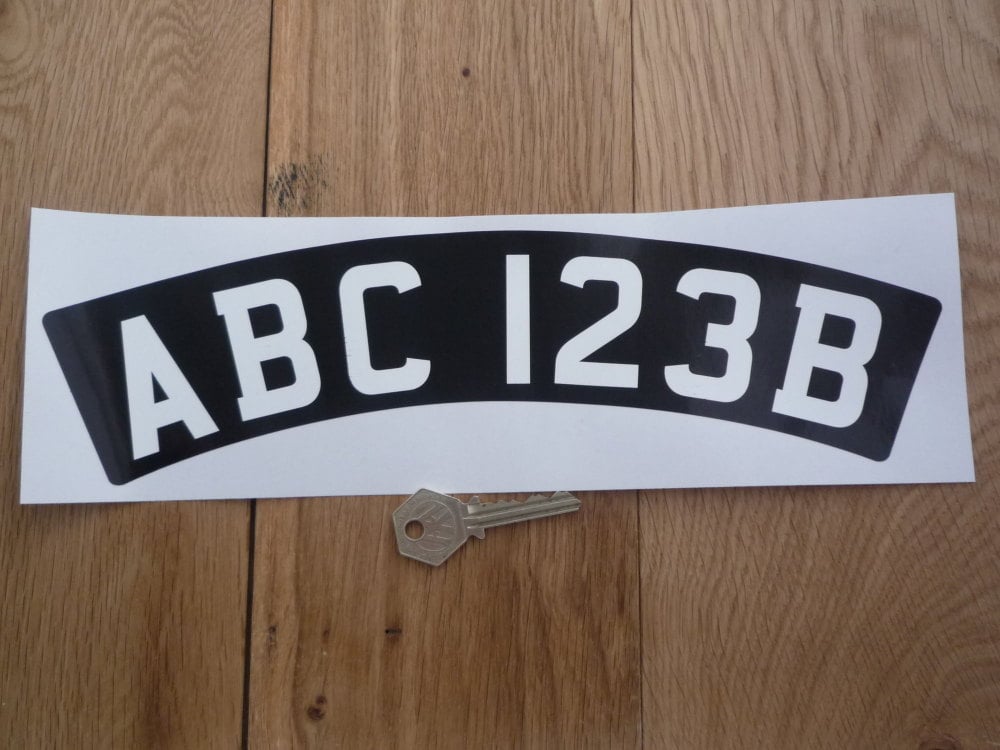Printed Curved Front Scooter or Motorcycle Number Plate Sticker. 300mm.