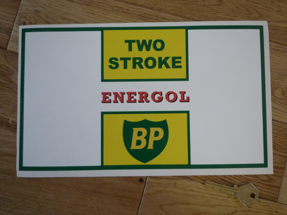 BP Energol Two Stroke Oblong Can Label Sticker. 11