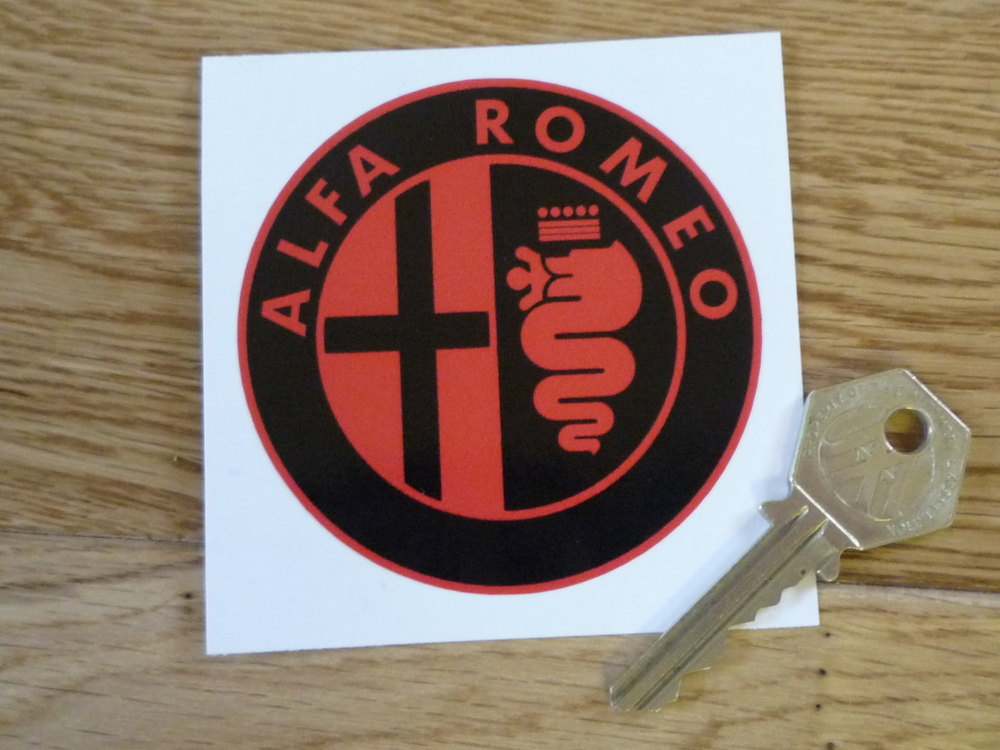 Alfa Romeo Logo Sticker. Black & Red. 3".