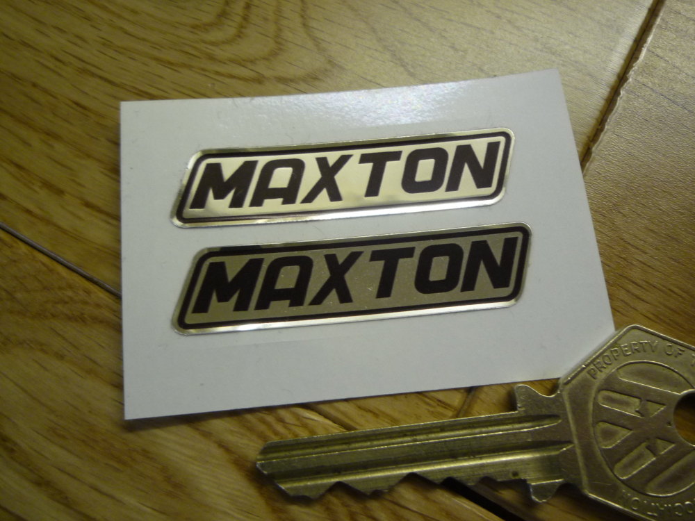 Maxton Black & Foil Stickers. 2" Pair.