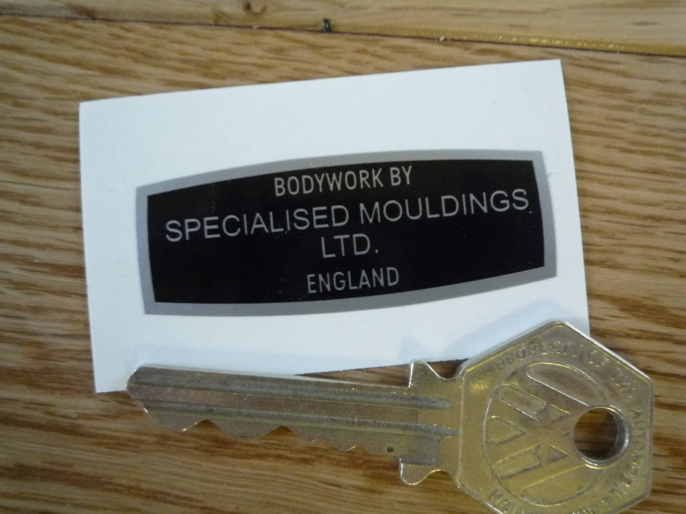 Specialised Mouldings Ltd Sticker. Black & Silver or Blue & Silver. 2".