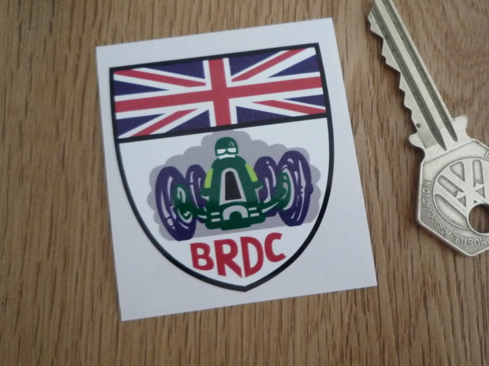 BRDC Shield Shaped Sticker. 2" or 3.25" .