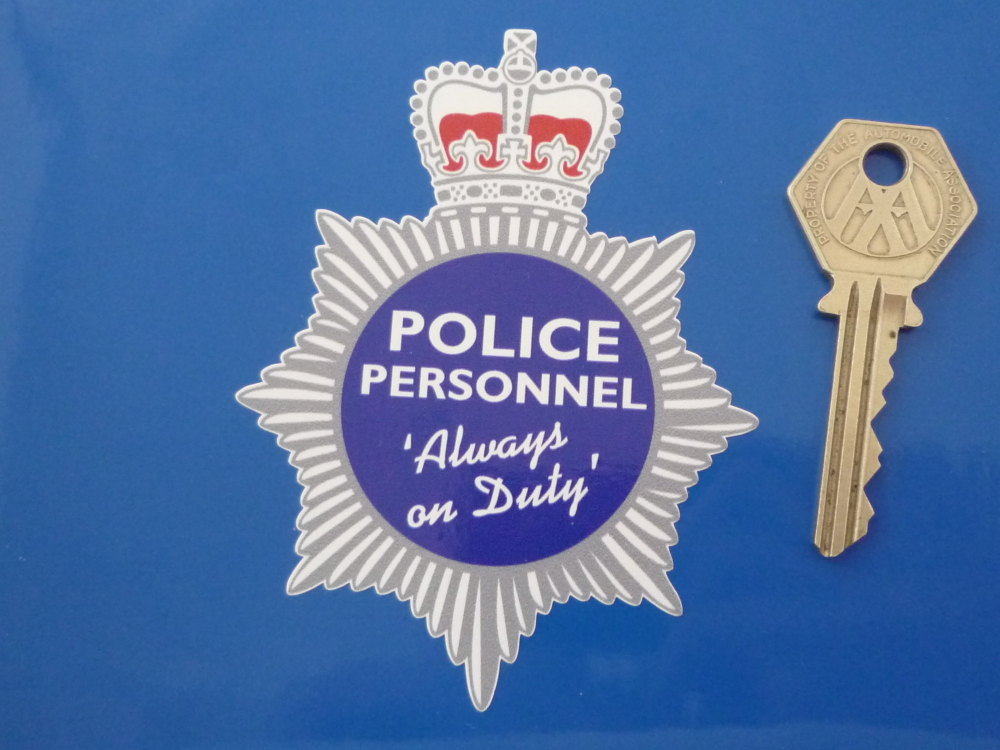 Police Personnel 'Always On Duty' Window Badge Sticker. Static Cling. 4